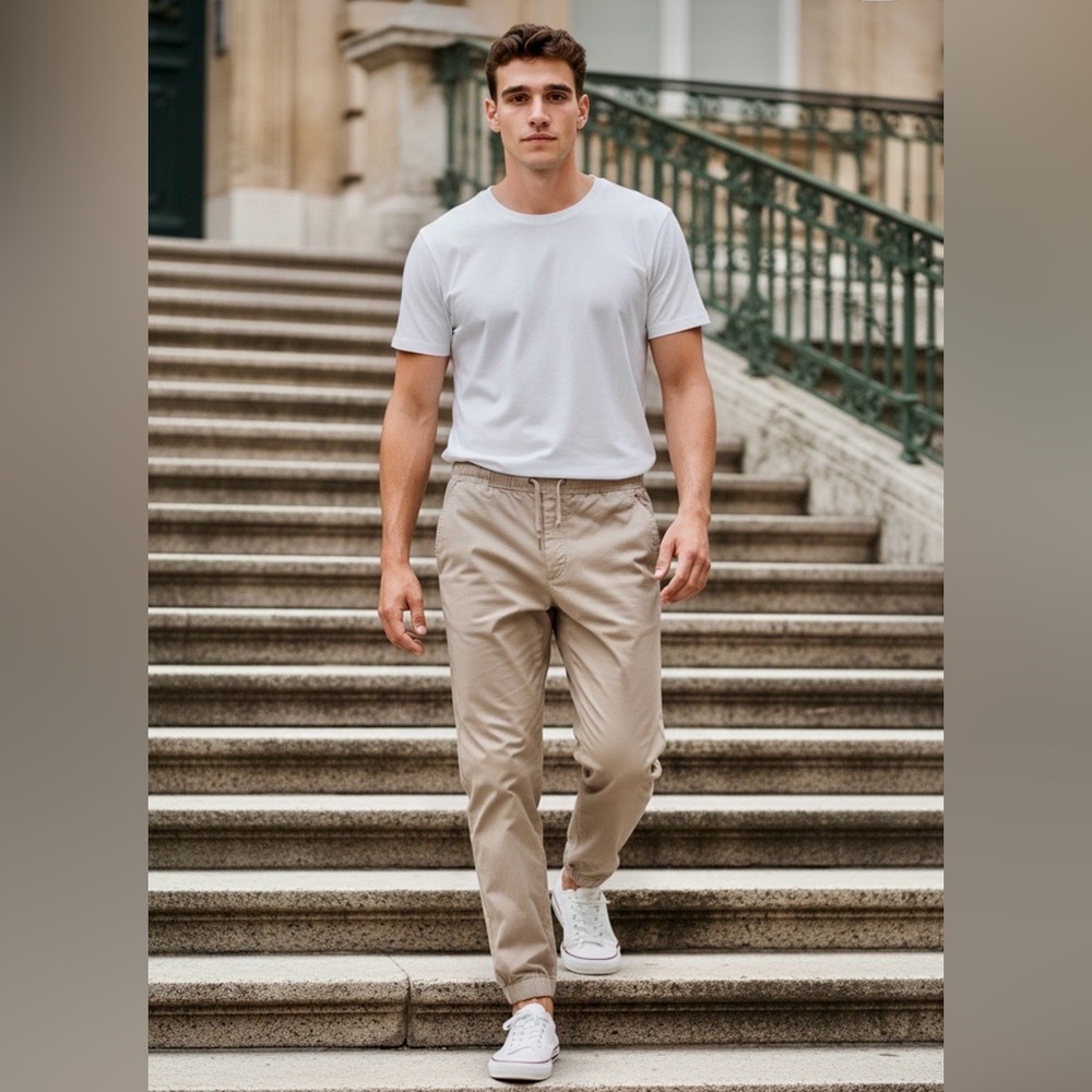 GAP Men’s Drawstring Easy Essential Pants in Beige M